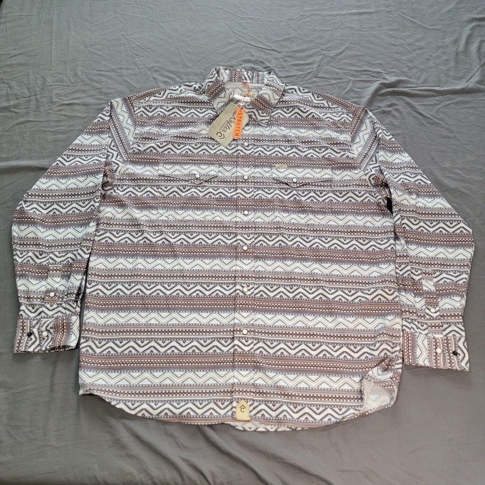 New Rafter C Pearl Snap Shirt Men's XL Multicolor Aztec Long Sleeve Outdoors NWT - Picture 2 of 6